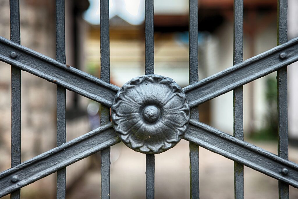 black wrought iron gate